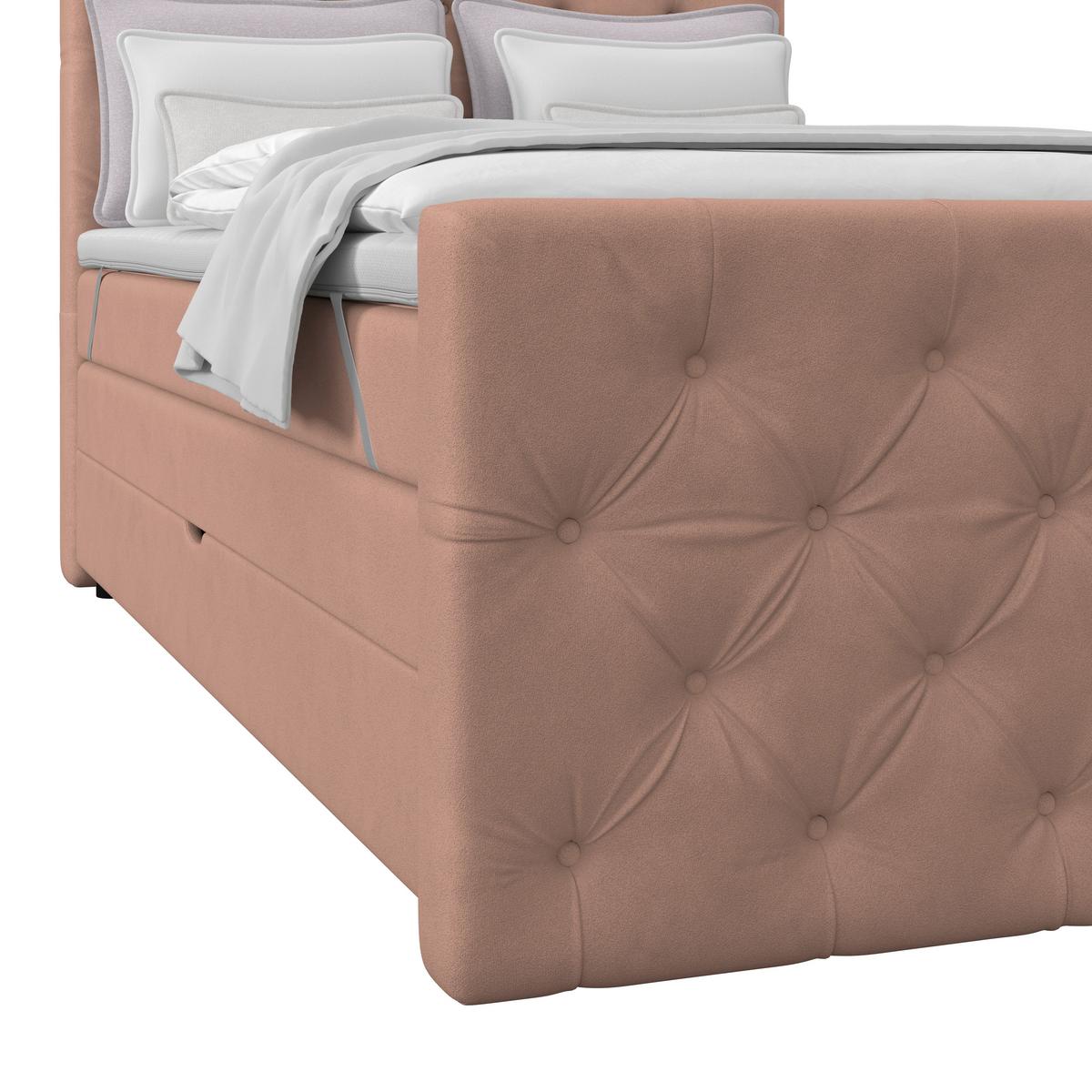 Boxspring Krevet Elio - bež/prljavo ružičasta, Romantično / ladanjski, tekstil/plastika (140/200cm) - Modern Living