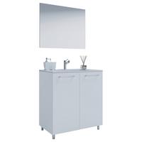 Kopalnica Gilos, Bela - bela/barve aluminija, Moderno, kovina/leseni material (80cm) - MID.YOU