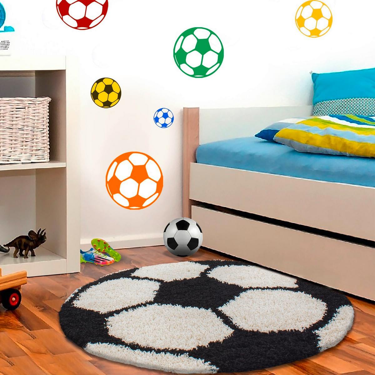 Kinderteppich Fun Schwarz/Weiß Ø ca. 100cm - Schwarz, Trend, Textil (100cm) - Ben'n'jen