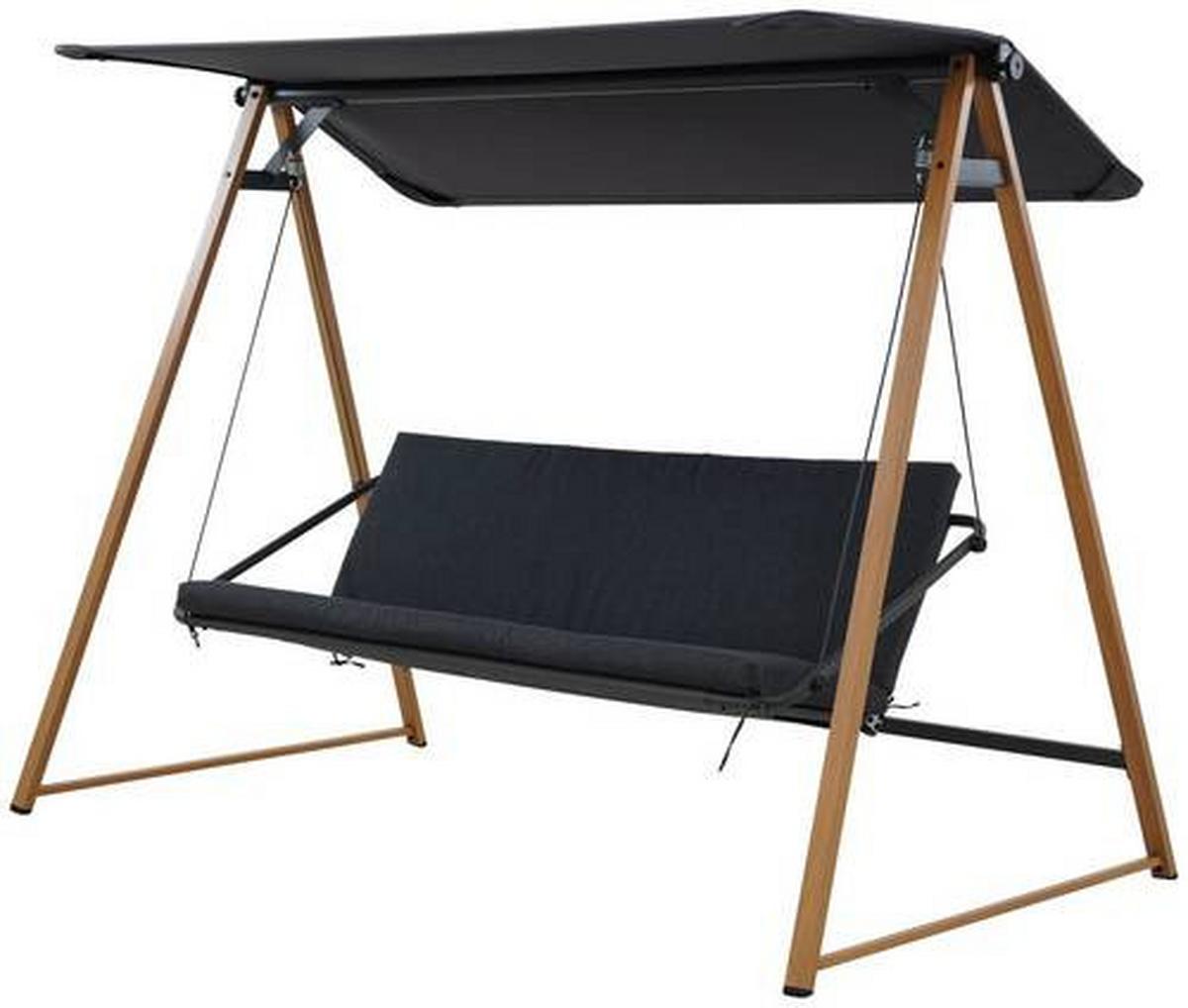 Hollywoodschaukel Julika in Anthrazit/Natur/Schwarz - Anthrazit/Schwarz, Modern, Kunststoff/Textil (135/178/224cm) - Mömax