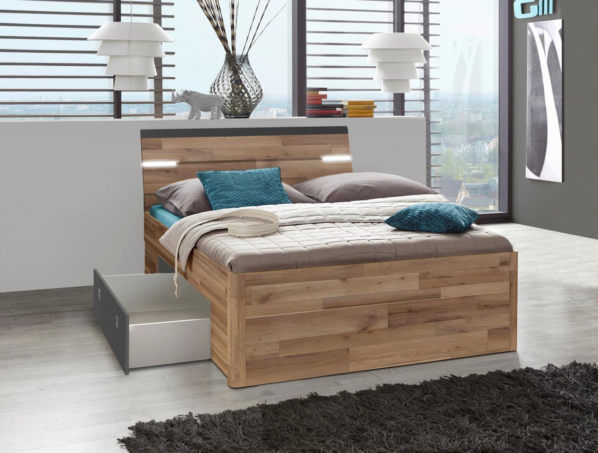 Postelja Mars, S Predali, 160x200 - temno siva/črna, Konvencionalno, umetna masa/leseni material (160/200cm) - MID.YOU