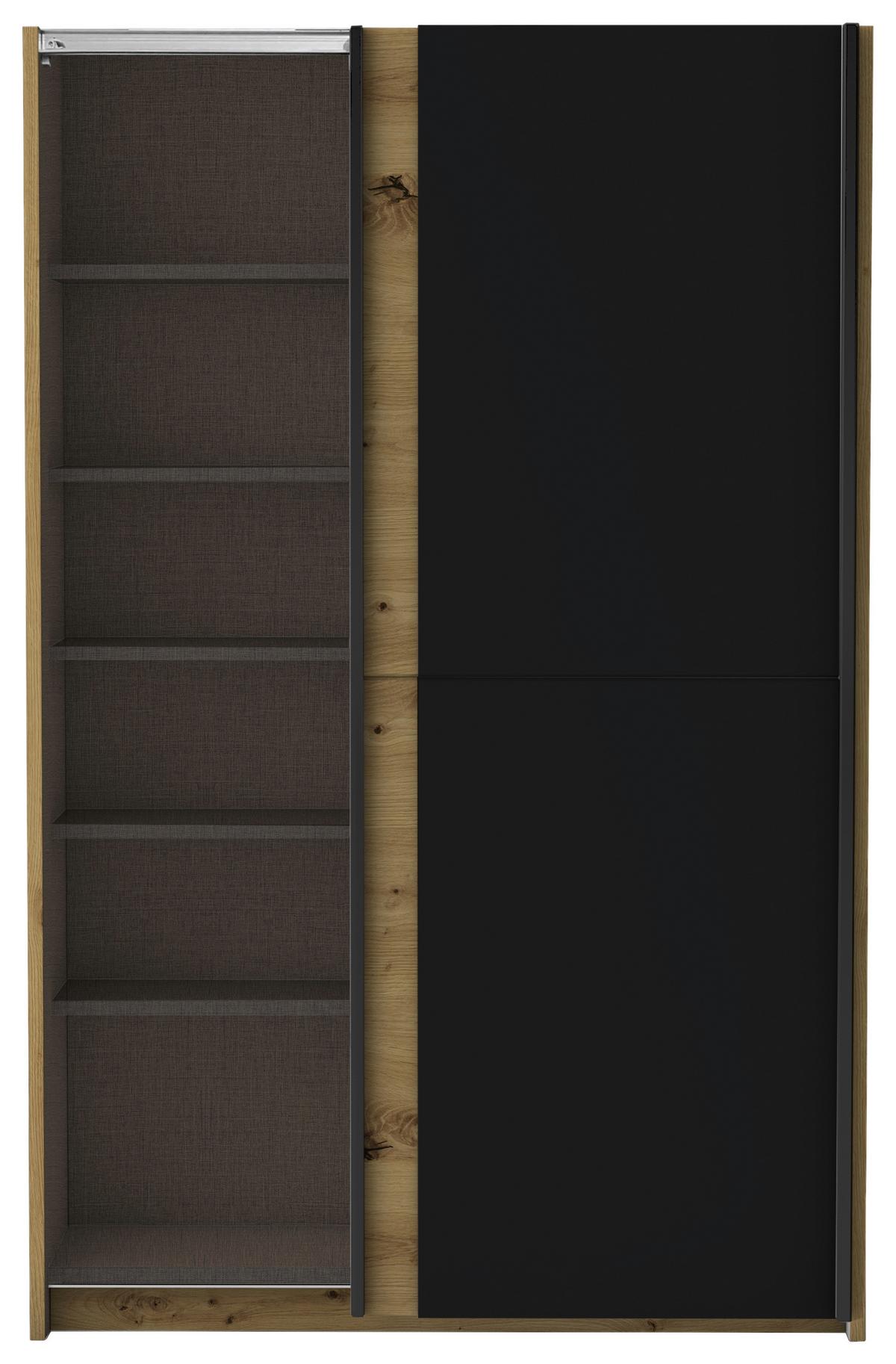 Omara Z Drsnimi Vrati Starter, Barva Hrasta, Črna - črna/barve hrasta, Basics, kovina/leseni material (125/195,5/38cm) - P & B