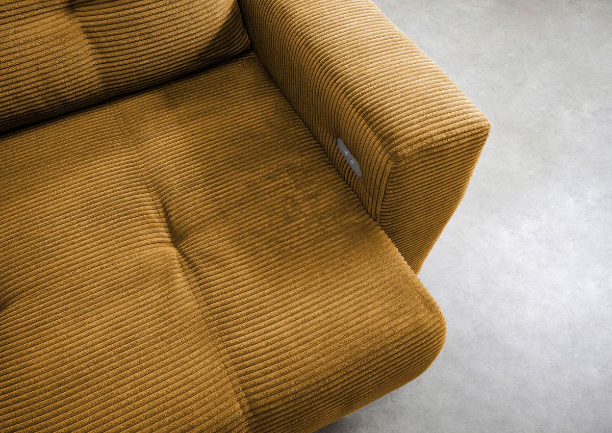 Wohnlandschaft Restato Goldfarben Cord - Goldfarben/Schwarz, MODERN, Holz/Textil (177/246cm) - MID.YOU