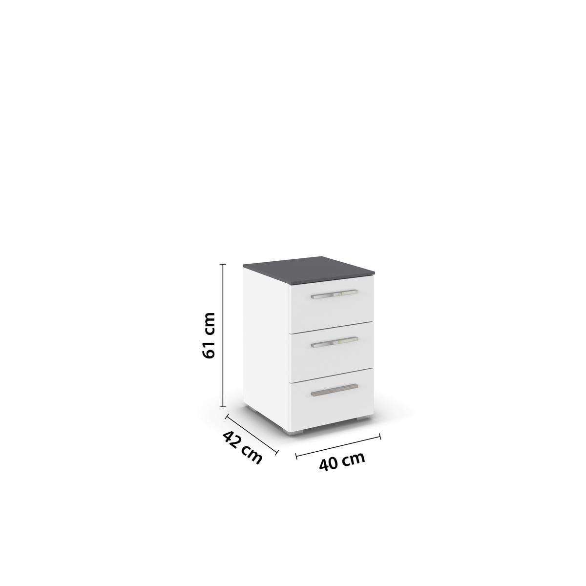 Nachttisch Caspio Weiß - Chromfarben/Weiß, KONVENTIONELL, Holzwerkstoff/Metall (40/61/42cm) - Premium Living