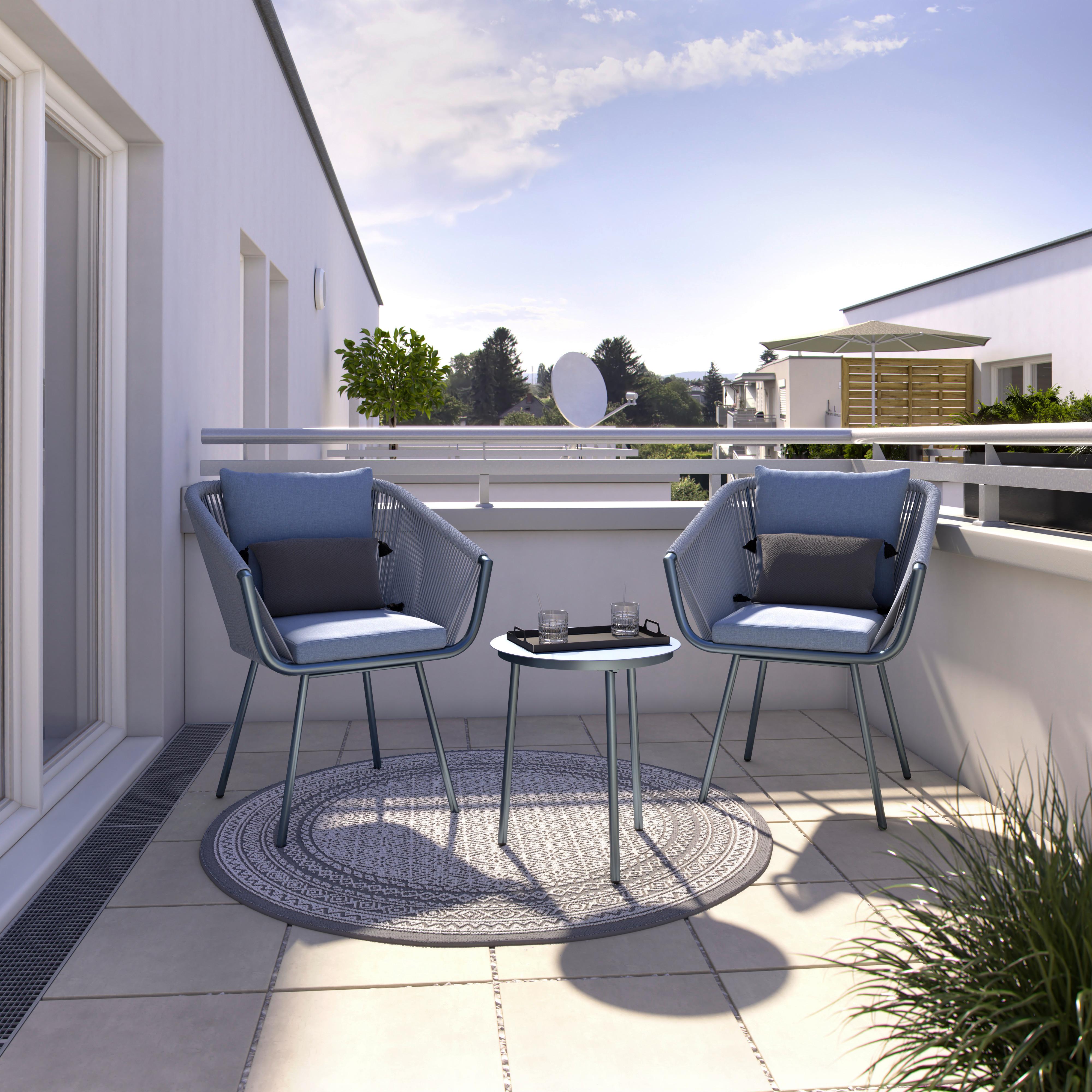 Balkonset Juri in Anthrazit/Hellgrau - Anthrazit/Hellgrau, Modern, Kunststoff/Textil (60/79/64cm) - Mömax