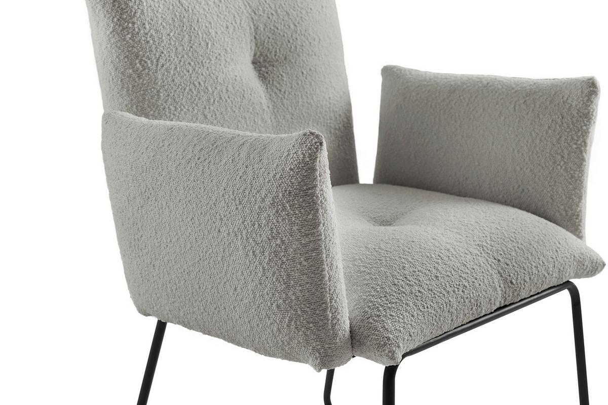 Naslanjač Bouclé, Svetlo Siva - črna/svetlo siva, Moderno, kovina/tekstil (73,5/87/64,5cm) - Livetastic