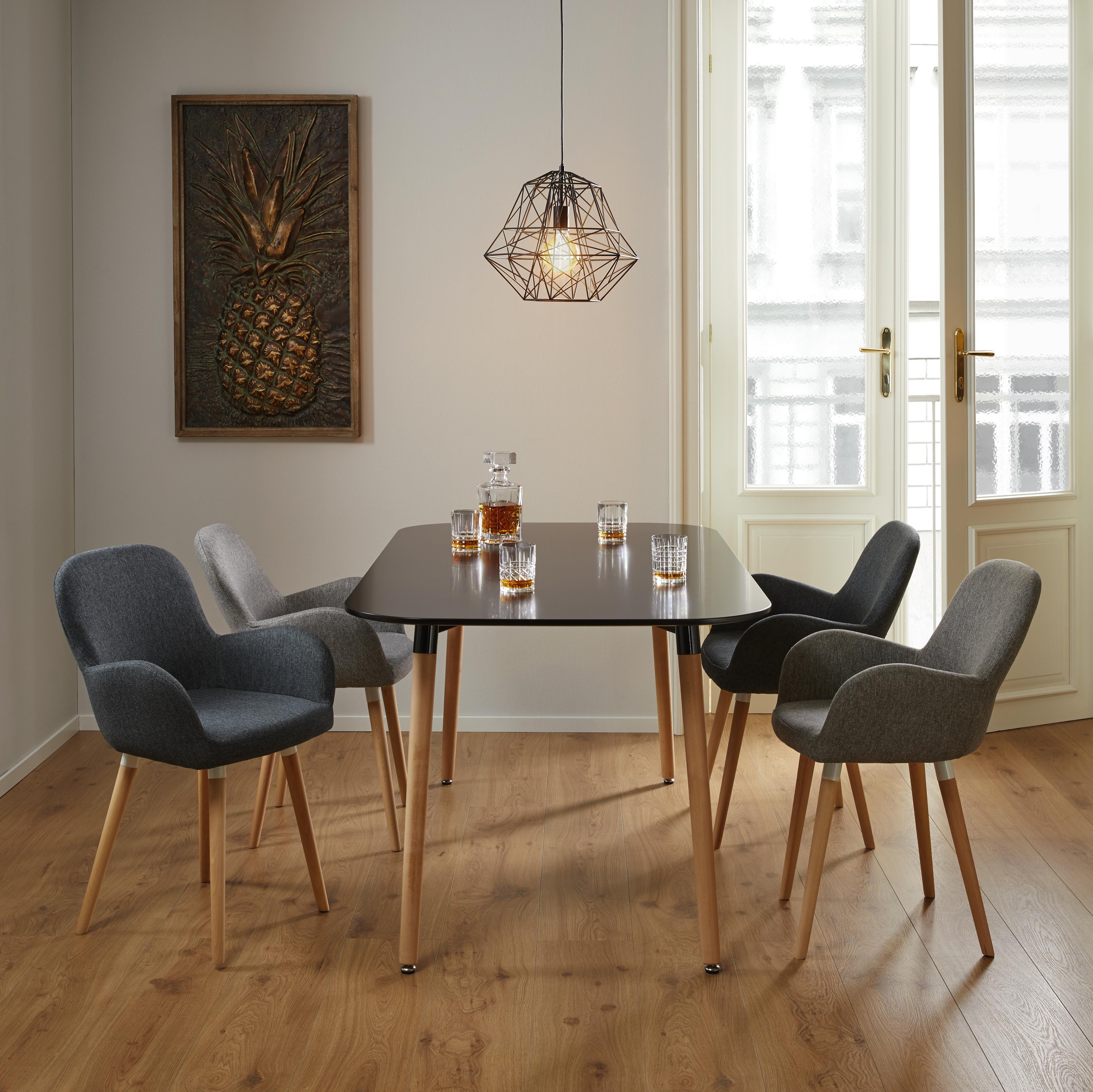 Esstisch in schwarz ca. 160x90 cm 'Anuk' - Schwarz, MODERN, Holz (160/90/75cm) - Bessagi Home