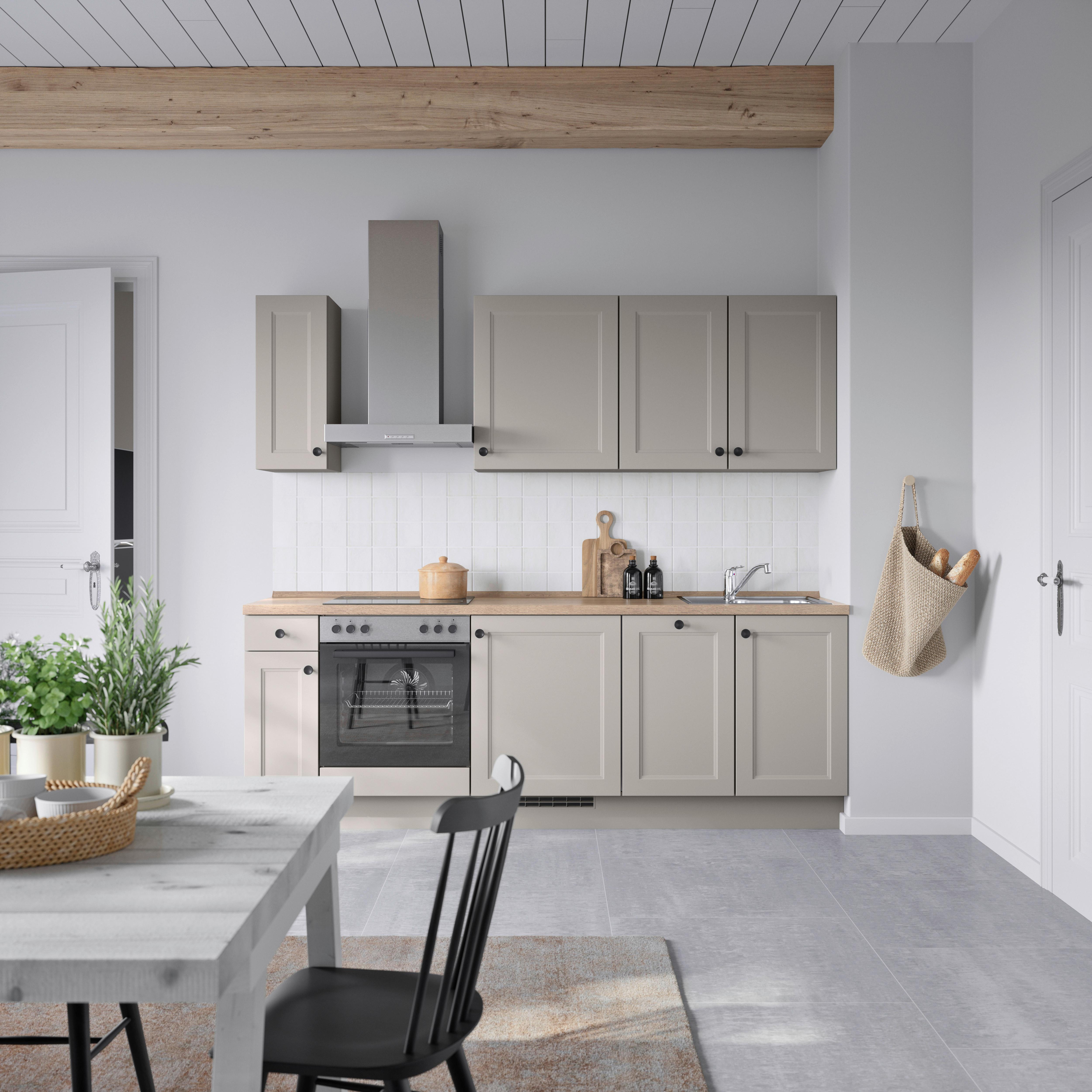 Küchenleerblock Cascada Low o. Geräte Grau - Eiche dunkel/Schwarz, MODERN, Holzwerkstoff/Metall (240cm) - Nobilia