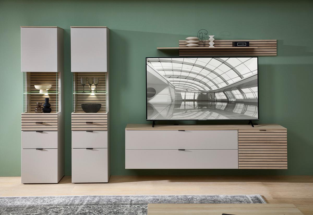 Highboard Memphis Eichefarben/Kaschmir - Kaschmir/Eichefarben, MODERN, Holzwerkstoff/Metall (125/125/45cm) - Premium Living