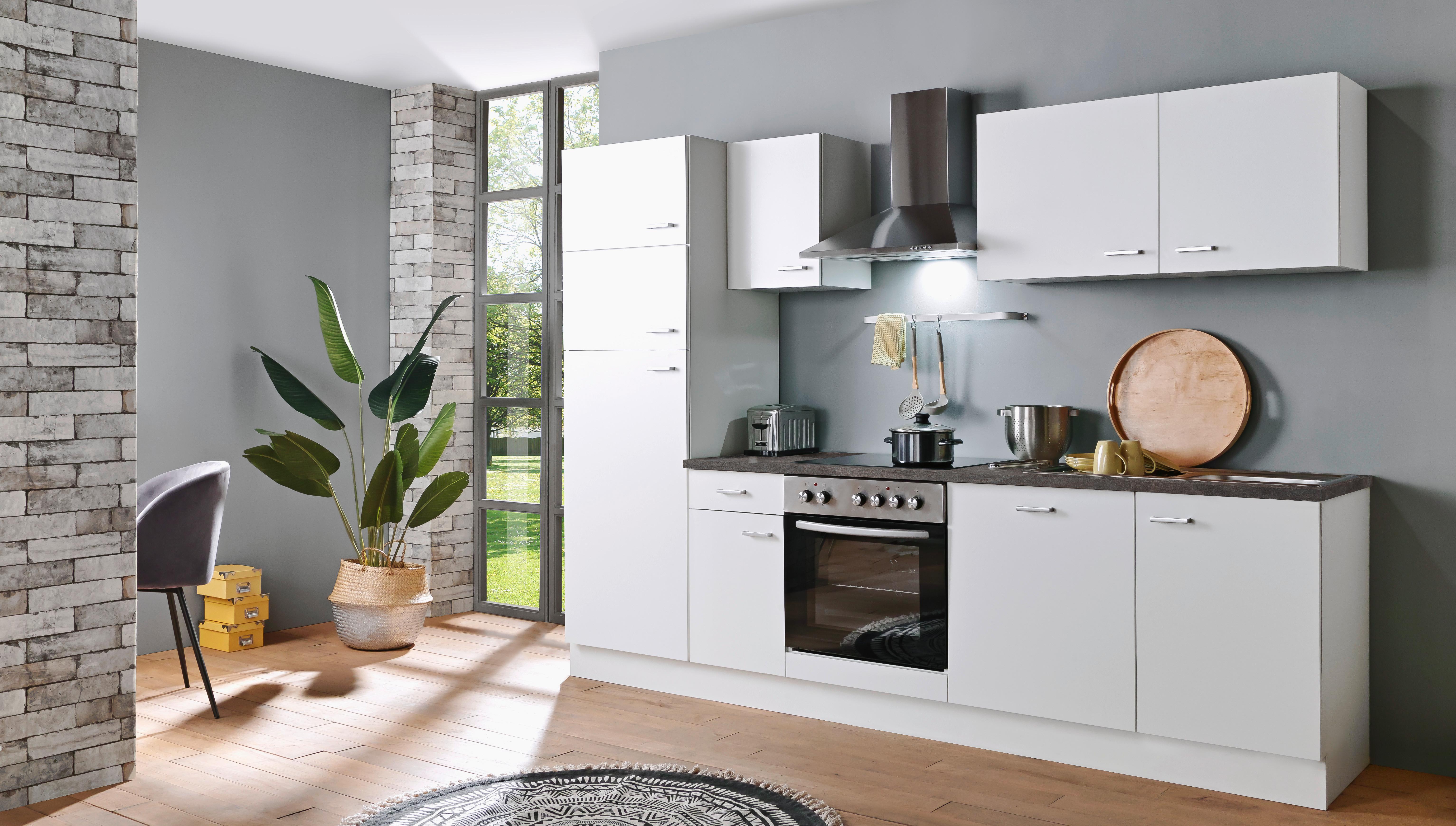 Küchenblock White-Classic Weiß B: ca. 270 cm - Silberfarben/Graphitfarben, KONVENTIONELL, Holzwerkstoff/Kunststoff (270cm) - Menke