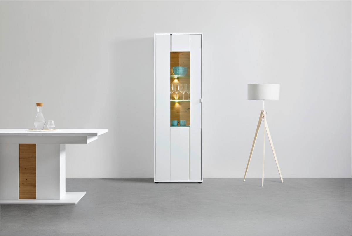 Vitrine in Weiss/Eiche Artisan - Chromfarben/Weiss, Modern, Glas/Holzwerkstoff (64/198/38cm) - Mömax