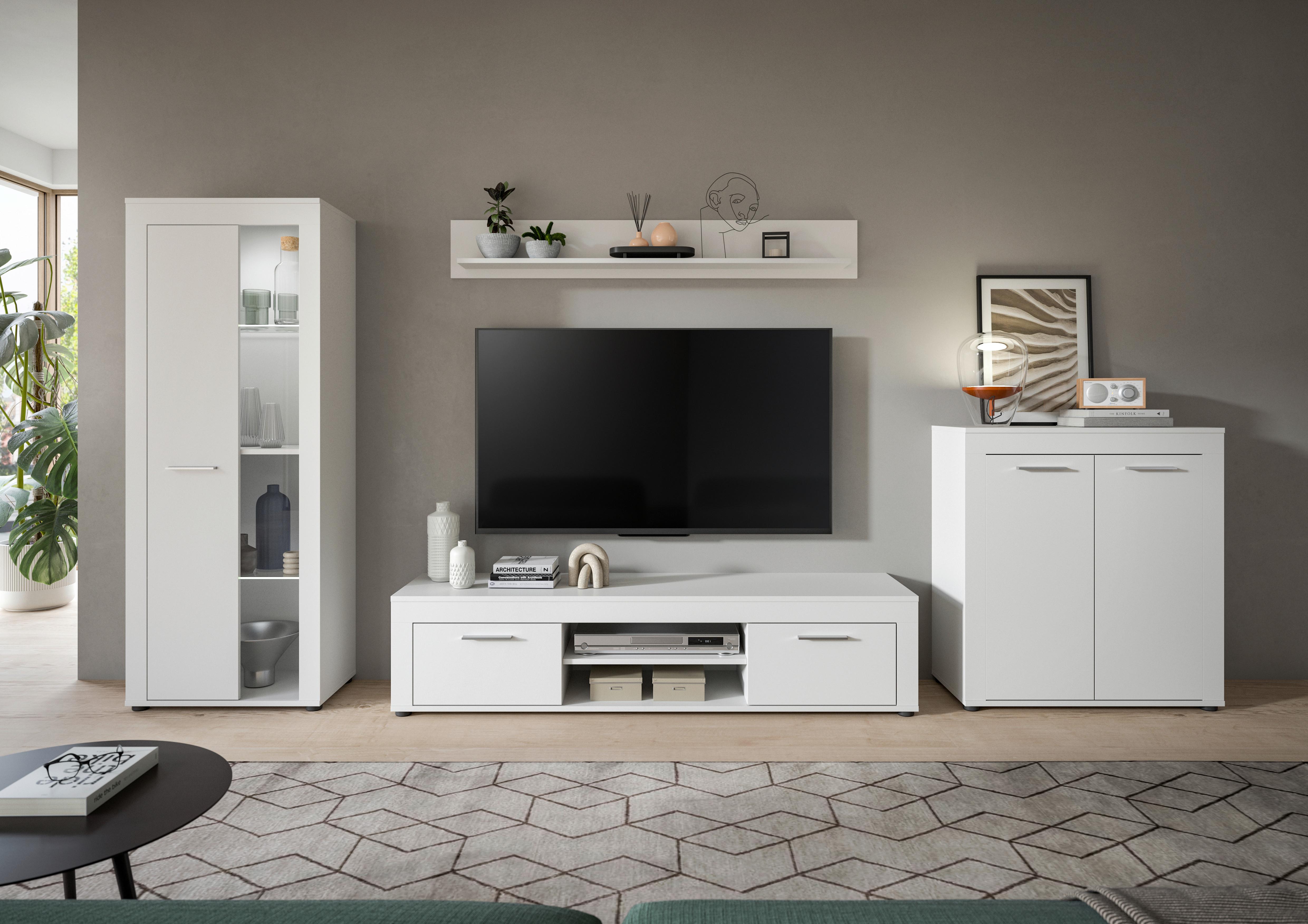 ANSAMBLU MOBILIER CAMERA DE Z JAM - alb, Design, sticlă/material pe bază de lemn (330/159/35cm) - Modern Living