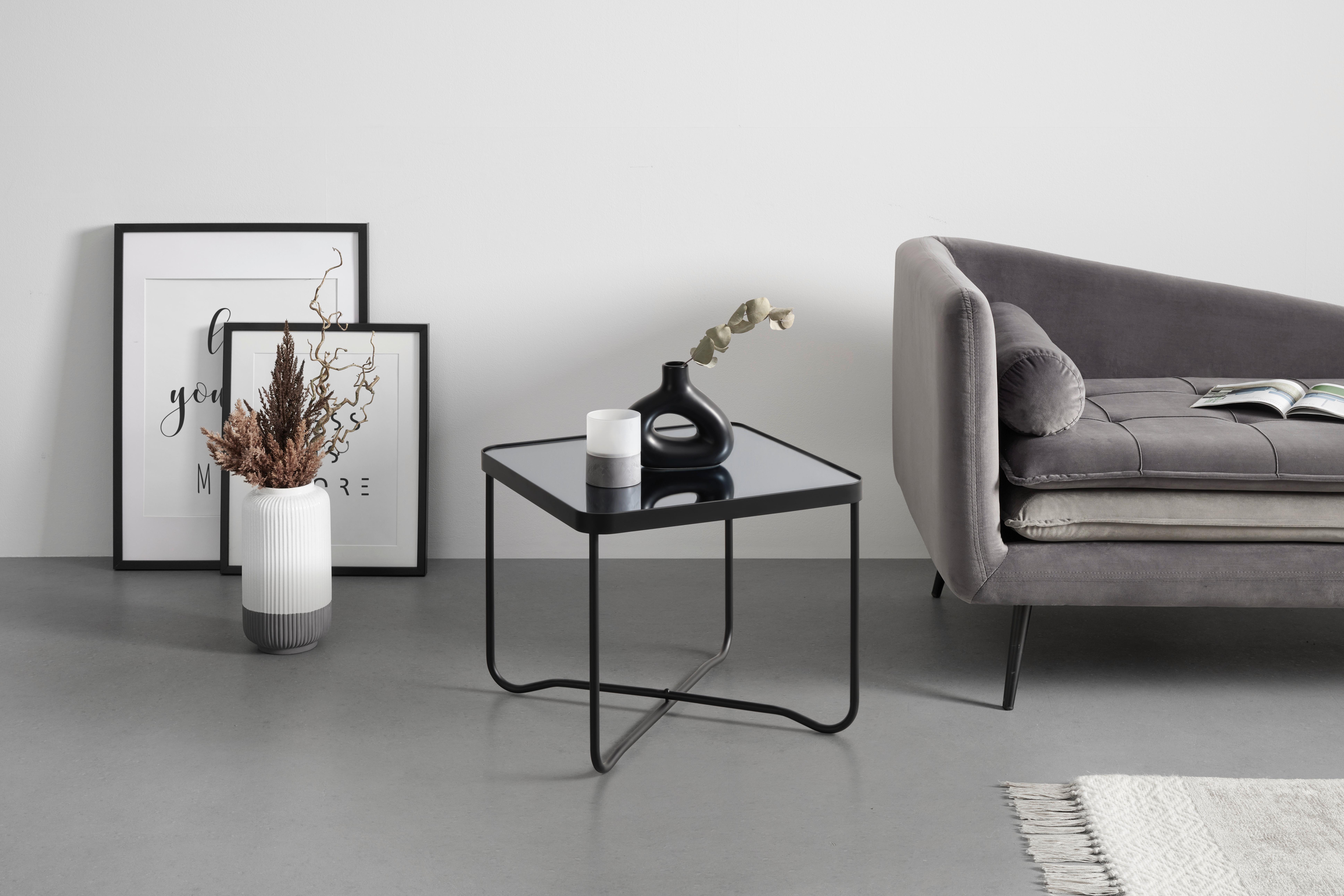 Beistelltisch Nobile Schwarz - Schwarz, Modern, Glas/Metall (45/38/45cm) - Premium Living