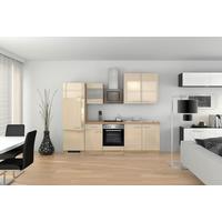 Küchenblock Nepal Kaschmir/Sonoma Eiche - Kaschmir/Edelstahlfarben, MODERN, Glas/Holzwerkstoff (270cm) - FlexWell