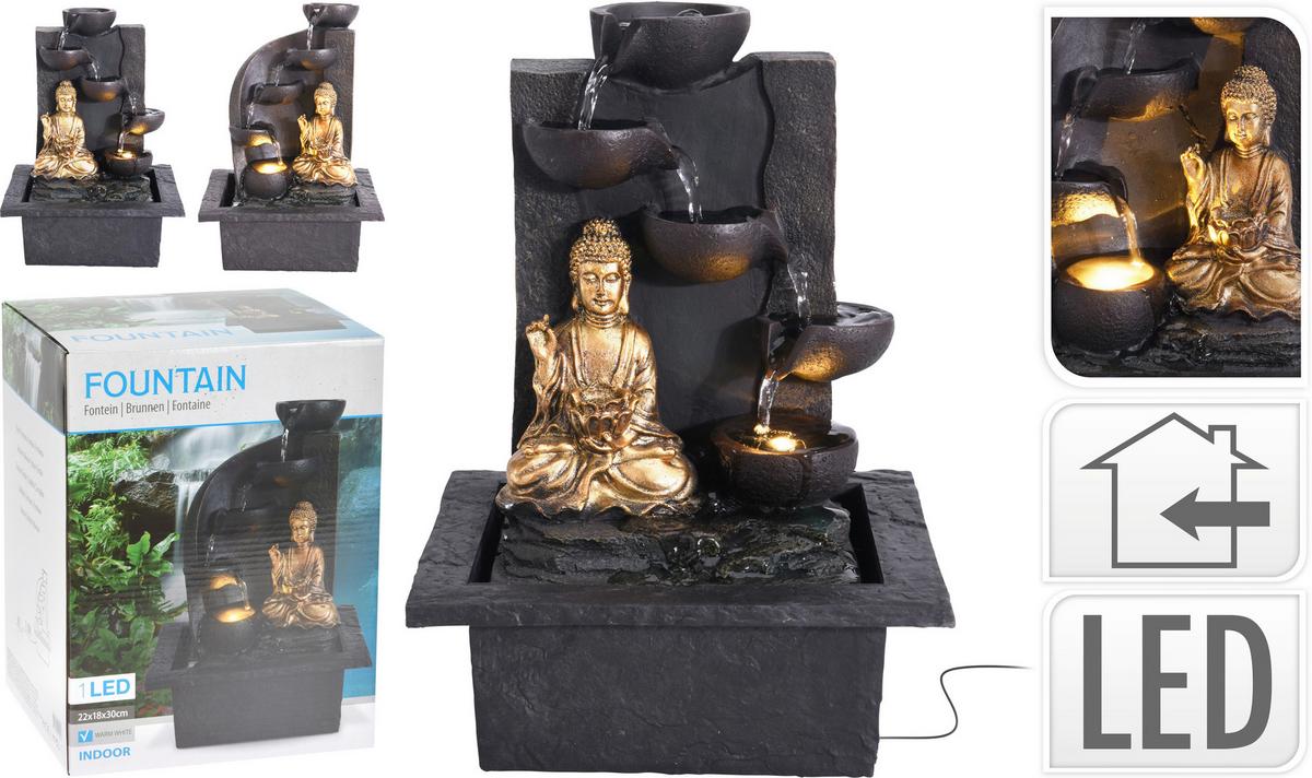 Szobaszökőkút Buddha - műanyag (22/19/29cm)