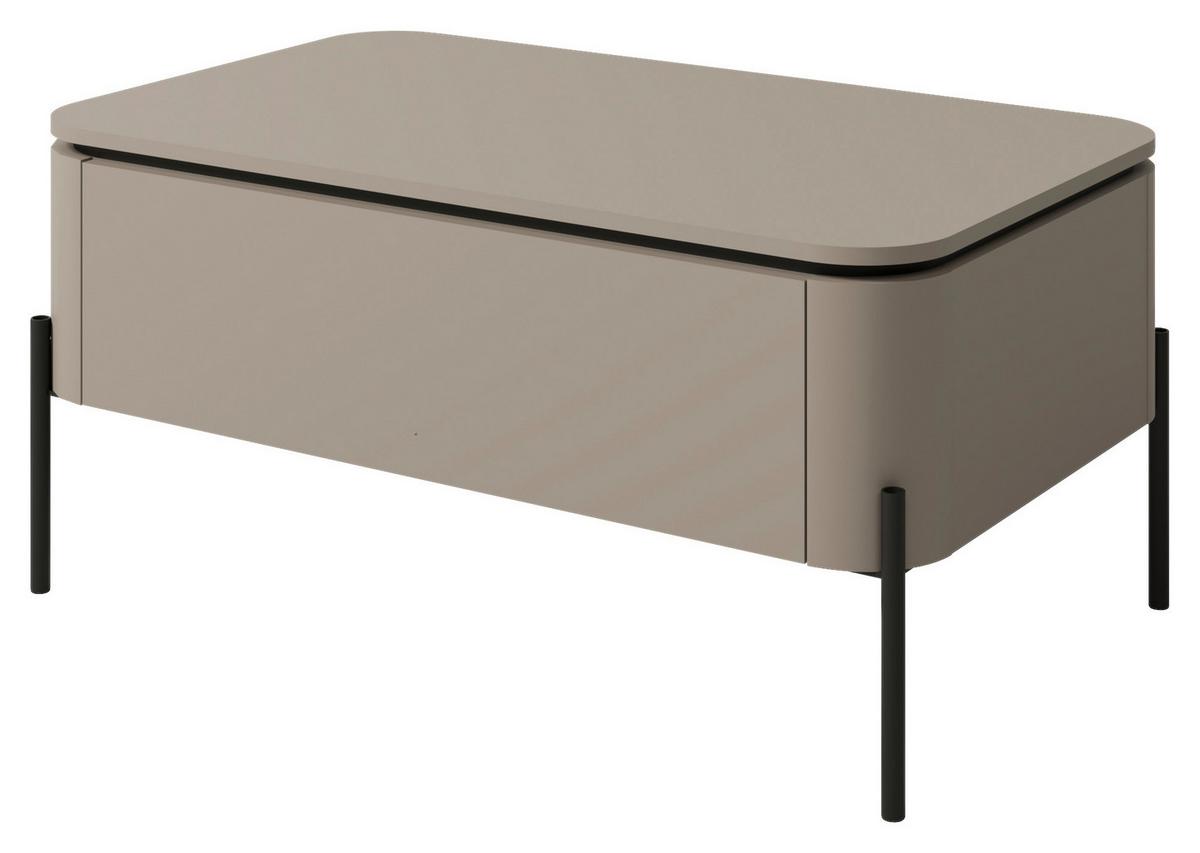 Dohányzóasztal Bello - bézs/fekete, Modern, faalapú anyag/fém (98/47/60cm)