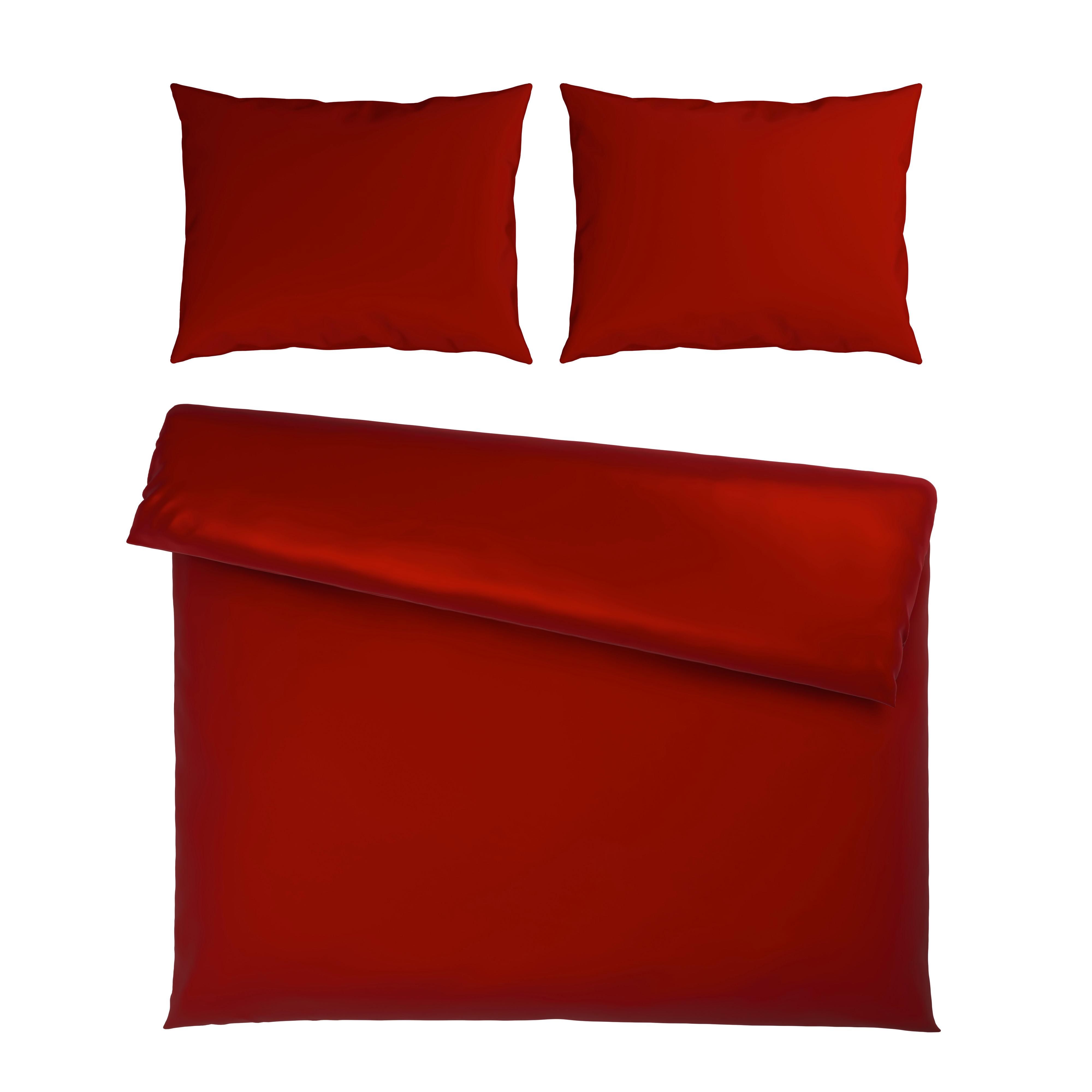 Bettwäsche Xenia Uni XXL Rot ca. 200x220cm - Rot, MODERN, Textil (200/220cm) - Premium Living
