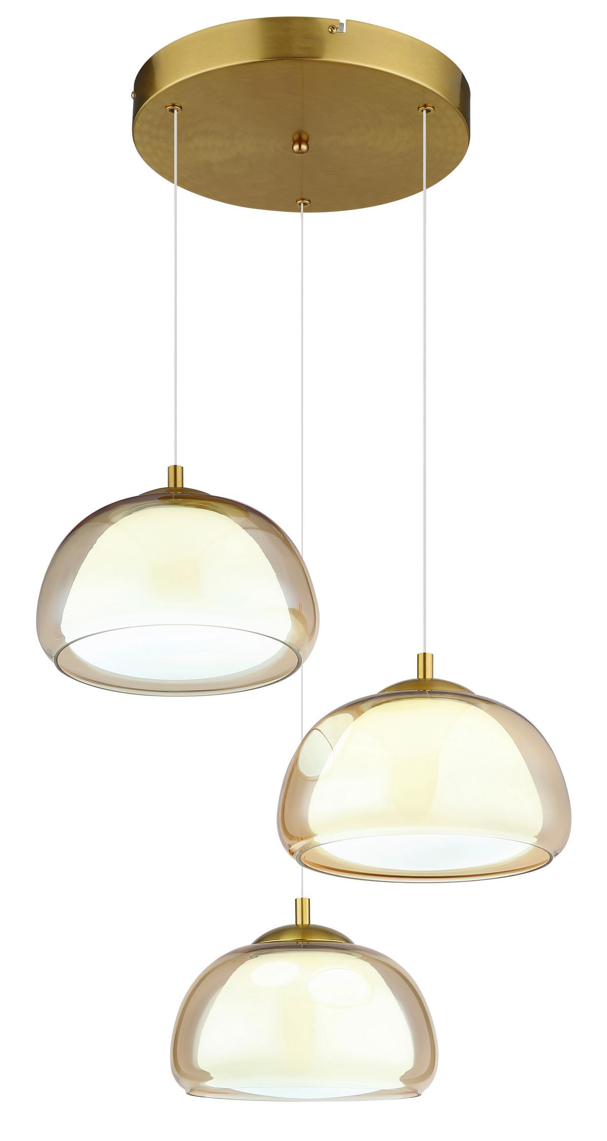 Led Viseća Svjetiljka Avila - bijela/zlatne boje, Design, staklo/metal (50/150cm) - Globo