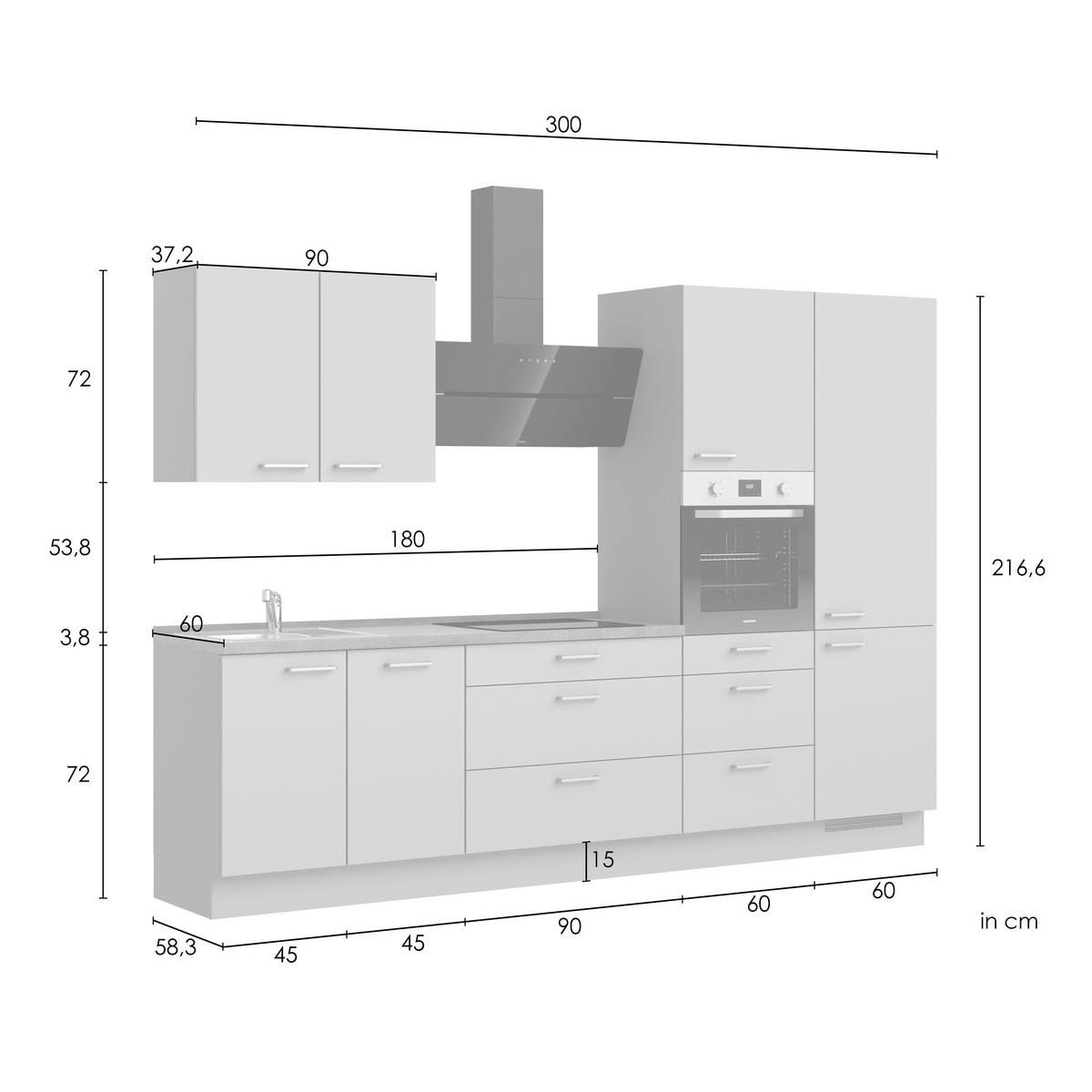 Küchenleerblock Senso High o. Geräte Olivgrün - Eichefarben/Schwarz, ROMANTIK / LANDHAUS, Holzwerkstoff/Metall (300cm) - Nobilia