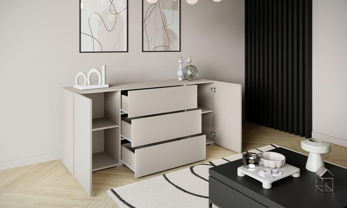 Sideboard 150cm Berlin 150 Kaschmir - Kaschmir/Grau, Design, Holzwerkstoff/Kunststoff (150/68/38,5cm) - P & B