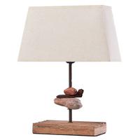 Tischleuchte Seregon Weiß max. 22 Watt - Schwarz, Natur, Textil/Stein (27/10/39cm)