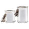 Windlicht Maja aus Glas inkl. Feder - Braun, Glas/Weitere Naturmaterialien (12/17cm)