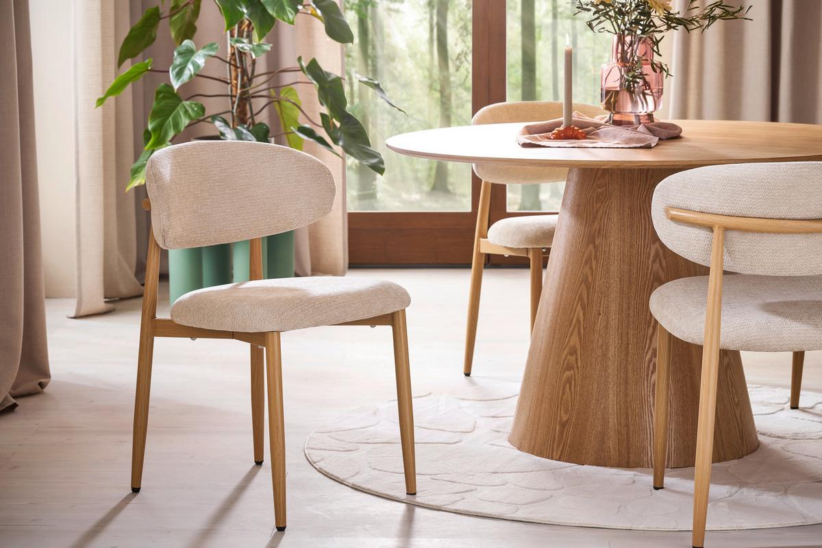 Stuhl Ida - Eichefarben/Beige, Design, Holz/Textil (50/80/57cm) - Mömax