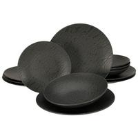 Tafelservice Schwarz, 12-teilig - Schwarz, Trend, Keramik - Creatable