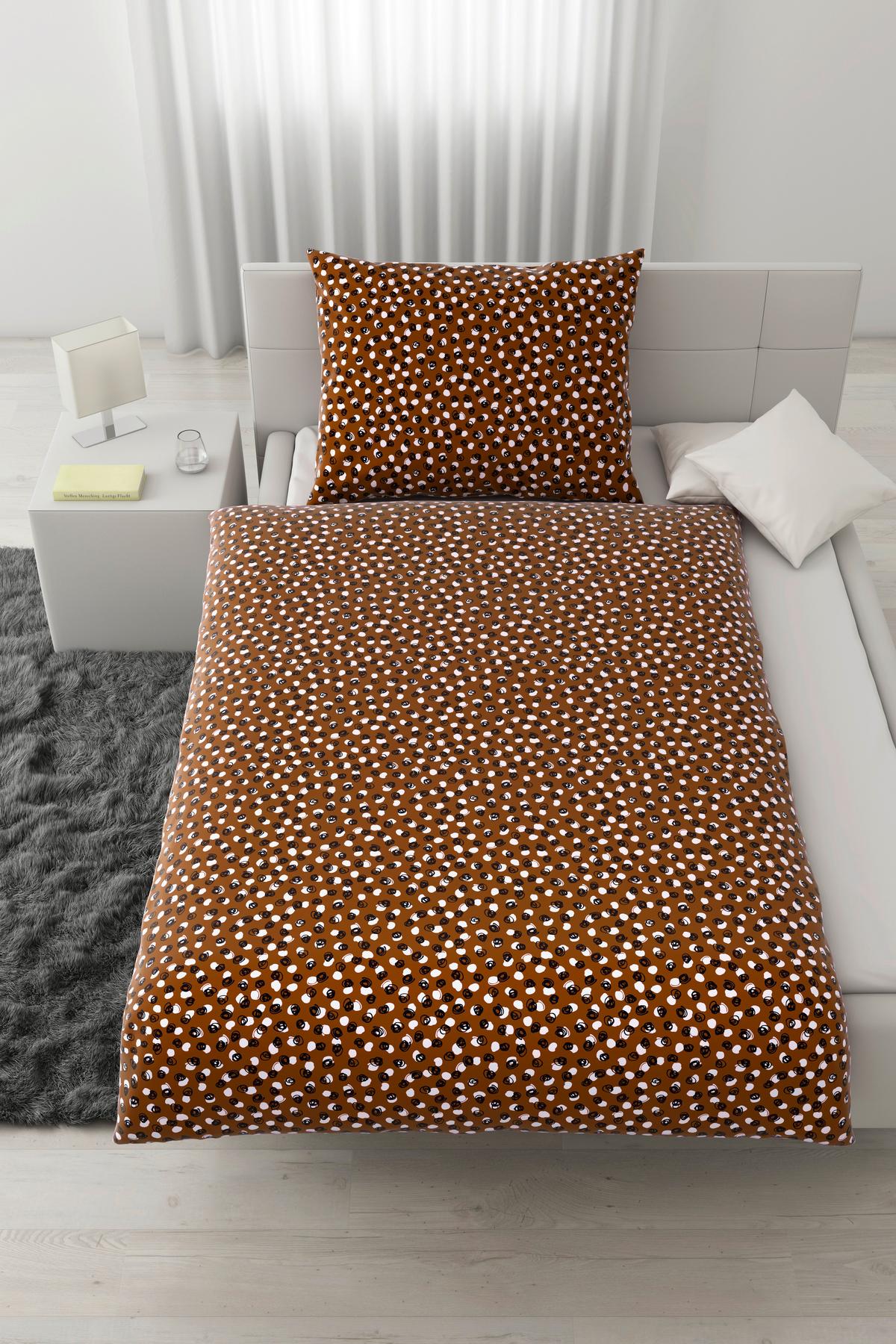 Ágyneműhuzat-garnitúra Doodle Dots - barna/fekete, Konventionell, textil (140/200cm) - Modern Living