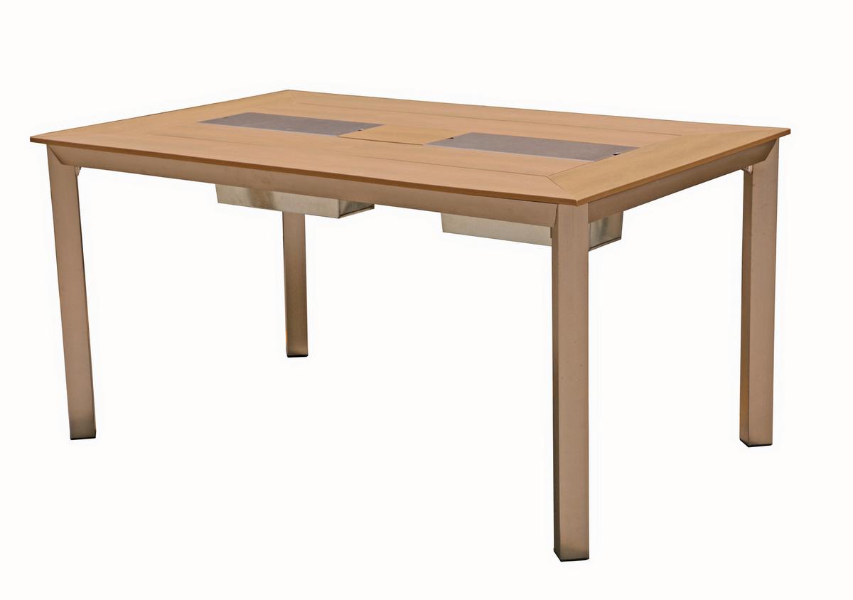 Gartentisch Florence integrierte Eisbehälter - Champagner/Grau, Basics, Kunststoff/Metall (150cm) - Gardenson