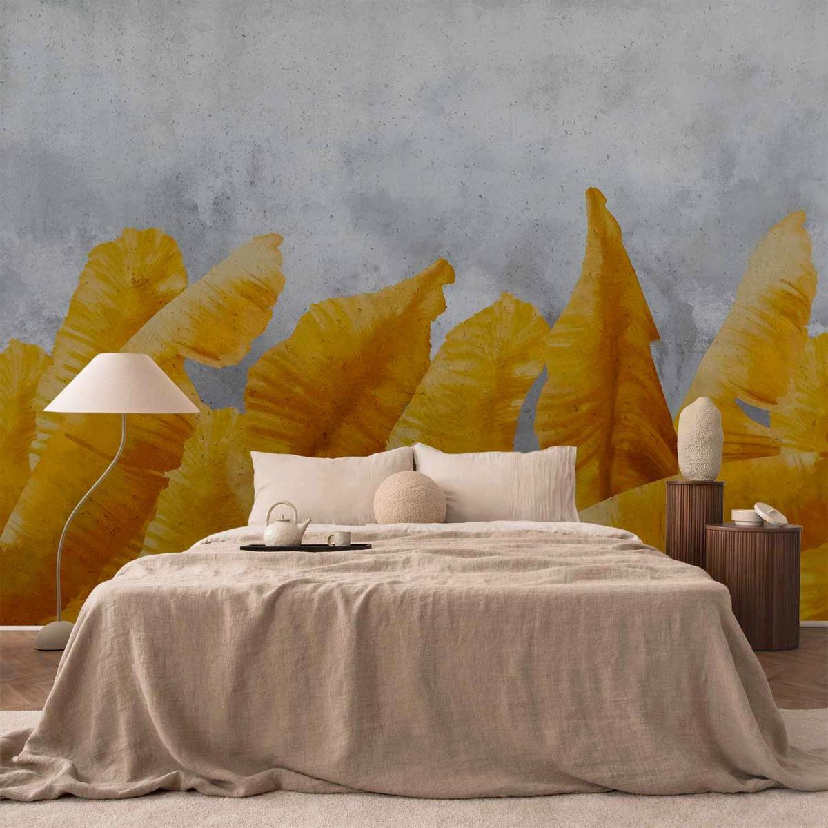 Fototapeta Banana Leaves, 300x210cm - sahara/svetlo siva, Basics, tekstil (300/210cm) - artgeist