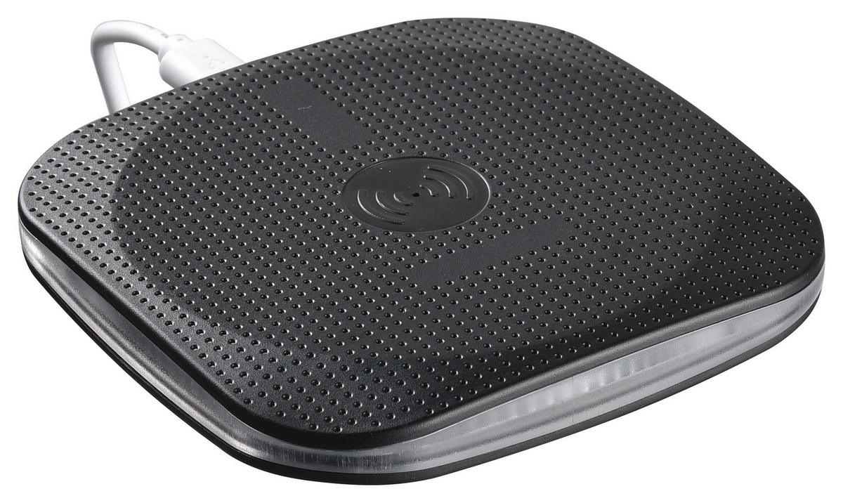 Kabelloses Ladepad Lodi in Schwarz - Schwarz, ROMANTIK / LANDHAUS, Kunststoff (9,3/9,3/1,3cm) - Based