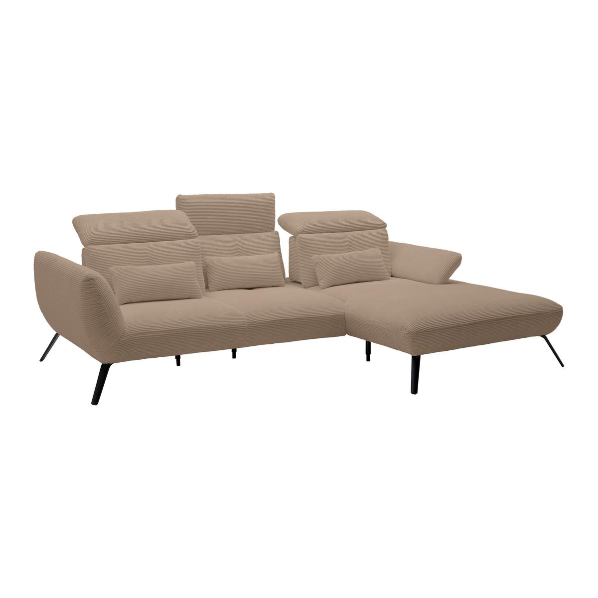 Wohnlandschaft Seattle Mokka - Schwarz/Weiß, MODERN, Holzwerkstoff/Textil (301/196cm) - Premium Living