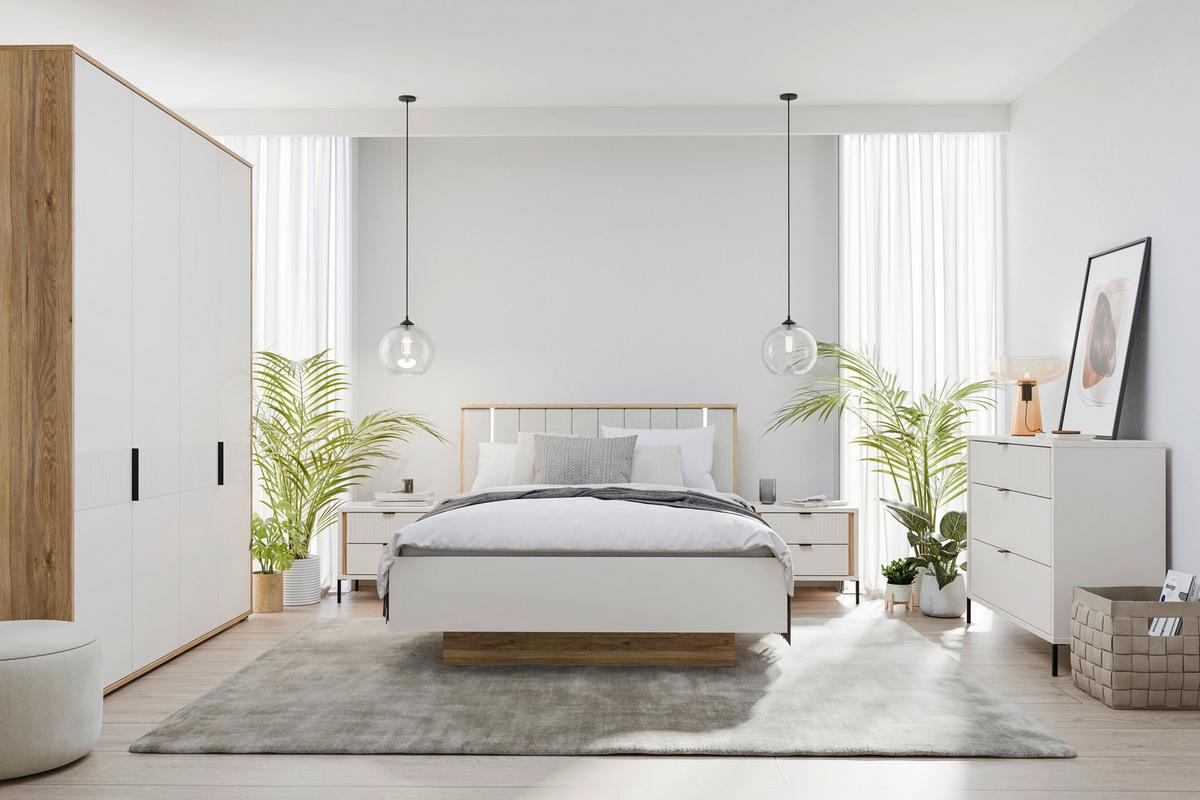 Krevet Seravel - boje hrasta/boje pijeska, Konvencionalno, drvni materijal/tekstil (160/200cm) - Modern Living