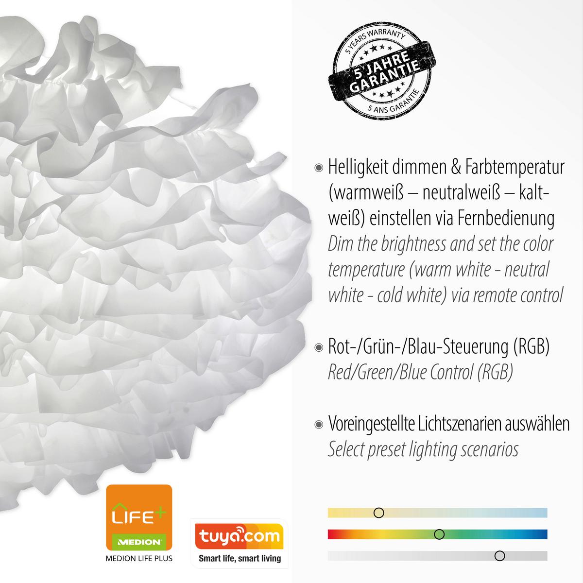 LED-Deckenleuchte Lolasmart Naomi max. 57 Watt - Weiß, LIFESTYLE, Kunststoff/Metall (75/75/20cm)