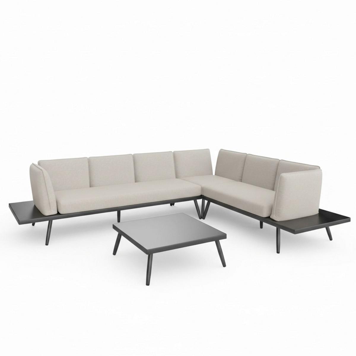 Garnitură grădină Joanna - negru, Modern, metal (300/78/80cm) - Bessagi Garden