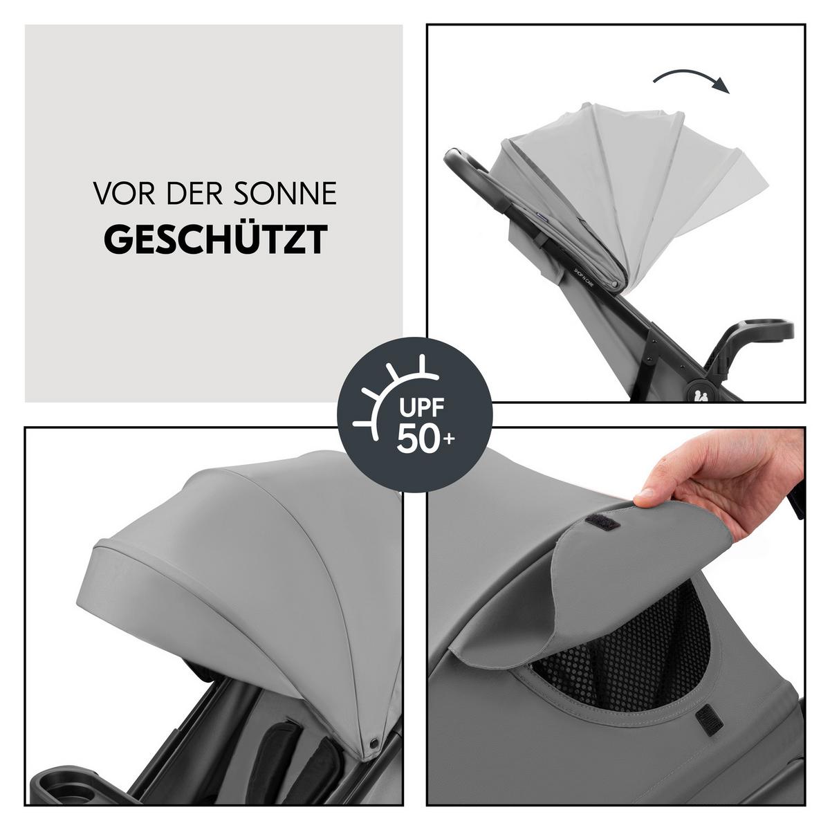 WÓZEK DZIECIĘCY - ZESTAW SHOP N CARE TRIO SET - czarny/szary, Basics, tworzywo sztuczne/metal (52/110/91cm) - Hauck