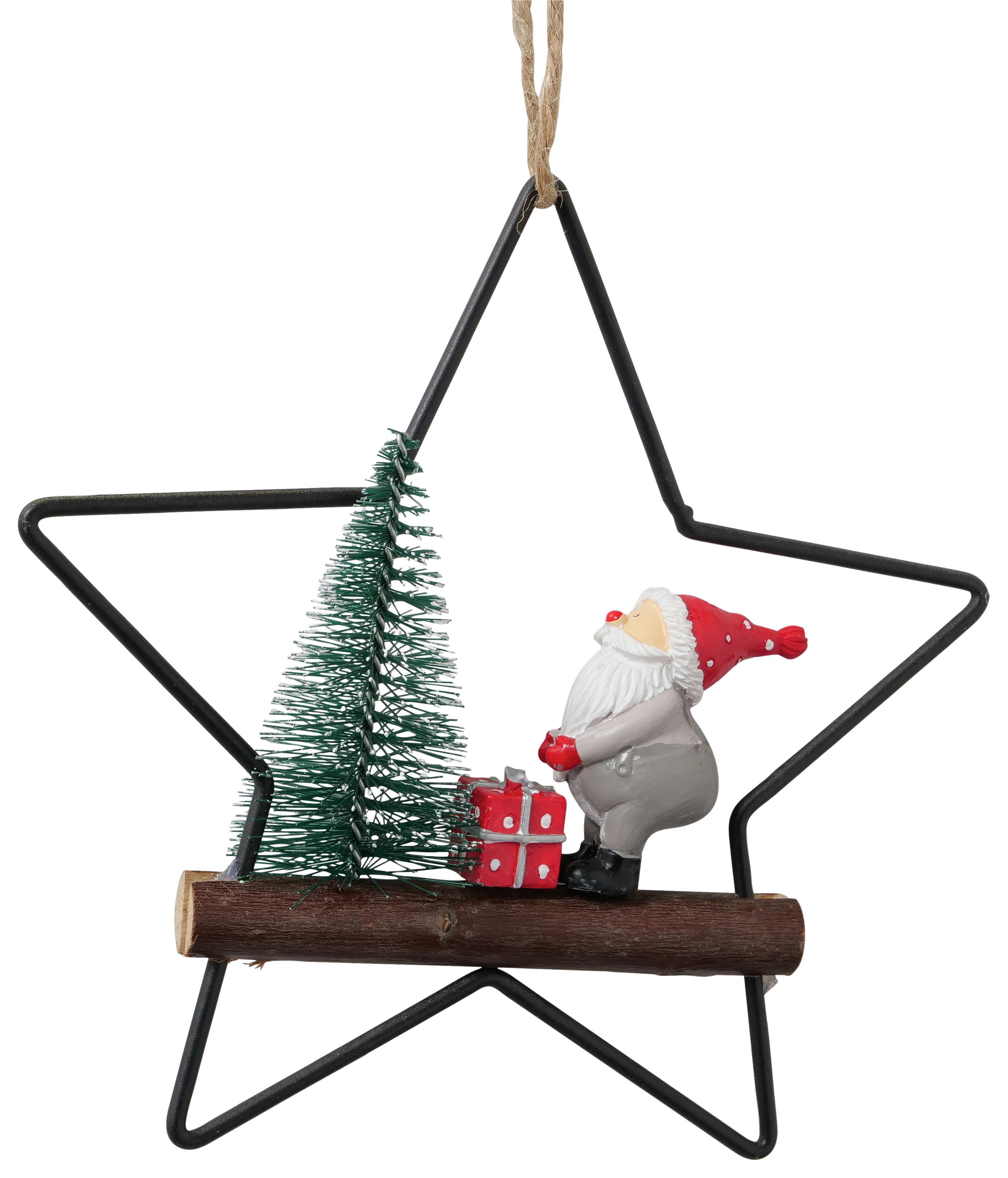 Dekohänger Olli I in Multicolor Ø ca. 16cm - Rot/Schwarz, Basics, Holz/Kunststoff (16/16/2cm) - Modern Living