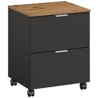 KONTENER NA KÓŁKACH LIMA - kolor aluminiowy/kolor grafitowy, Trend, materiał drewnopochodny/tworzywo sztuczne (40/52/42cm) - Stylife