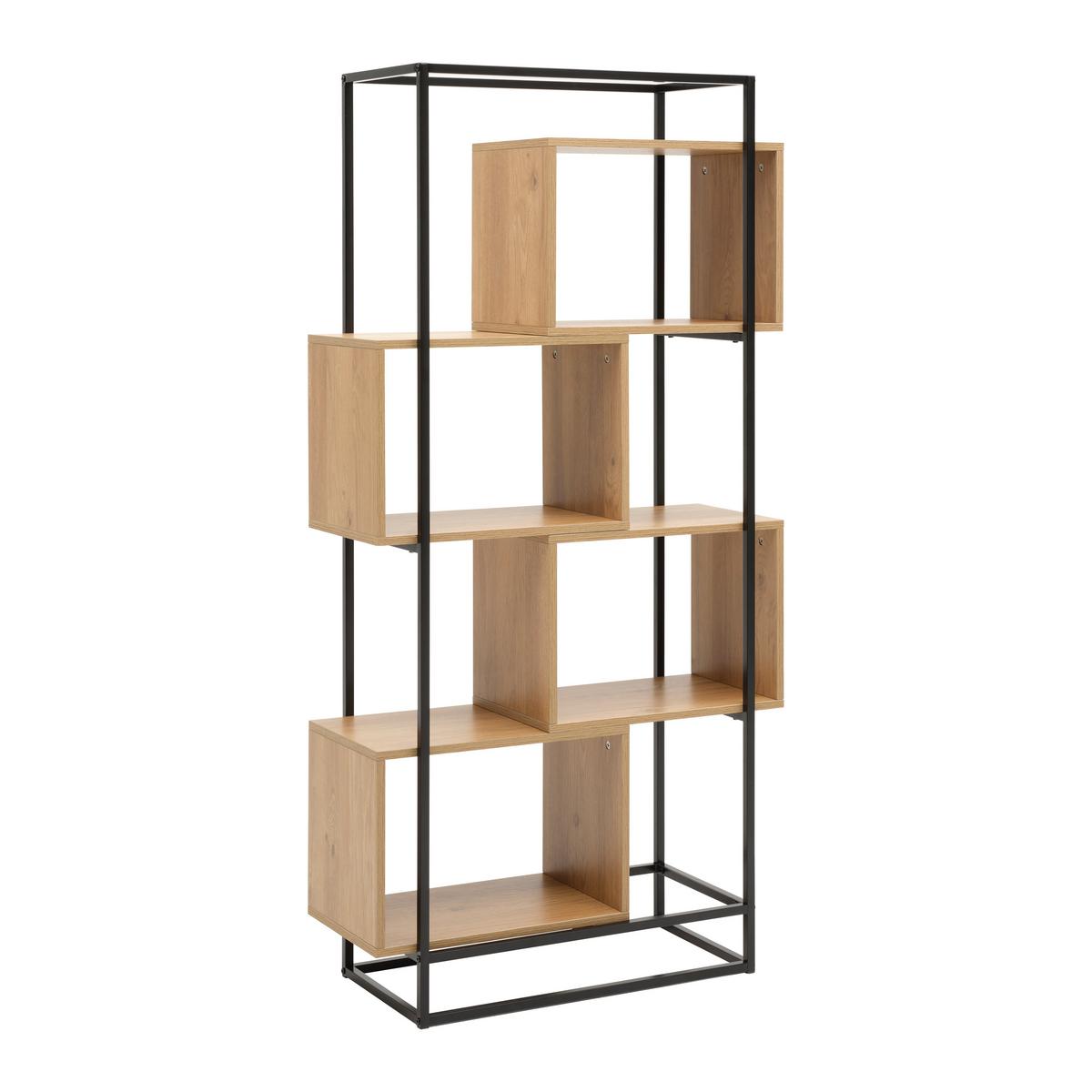 Regal Adrian Naturfarben/Schwarz - Schwarz/Naturfarben, MODERN, Holzwerkstoff/Metall (80/160/33,2cm) - Mömax