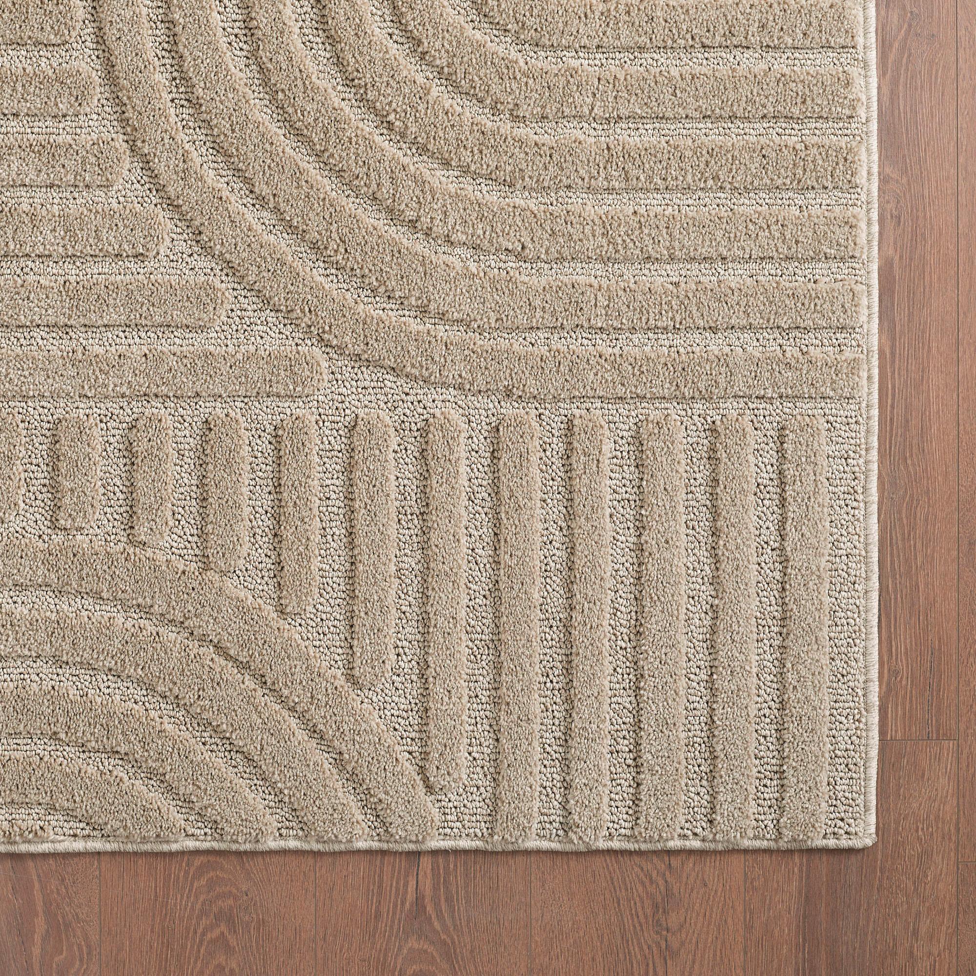 Hochflorteppich Boho Beige Ø ca. 120cm - Beige, Basics, Textil (120cm) - Novel