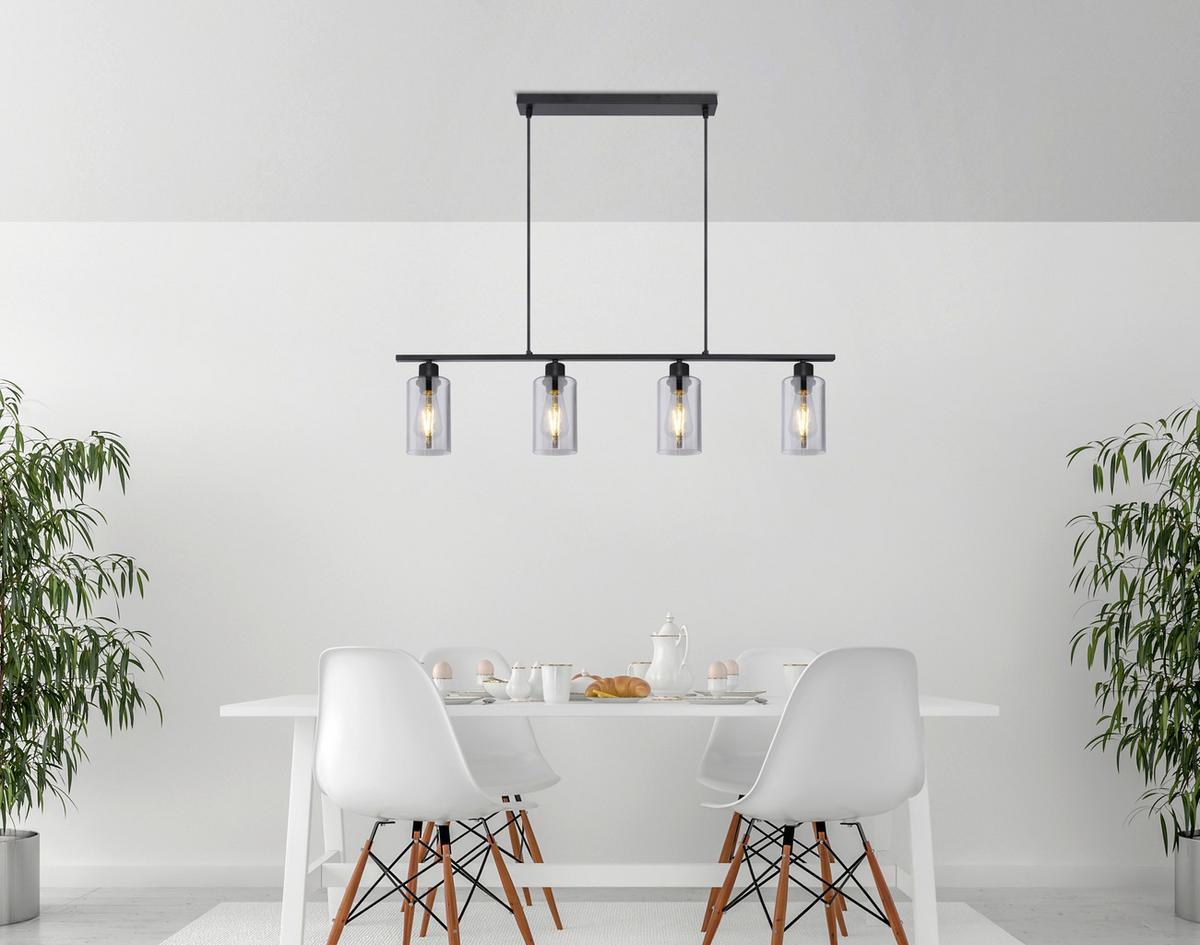 Hängeleuchte Hadera max. 60 Watt - Schwarz, Basics, Glas/Metall (98/10/120cm) - Globo