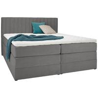 Boxspringbett Simon in Hellgrau ca. 180x200cm - Hellgrau/Schwarz, KONVENTIONELL, Holz/Holzwerkstoff (180/200cm) - Premium Living