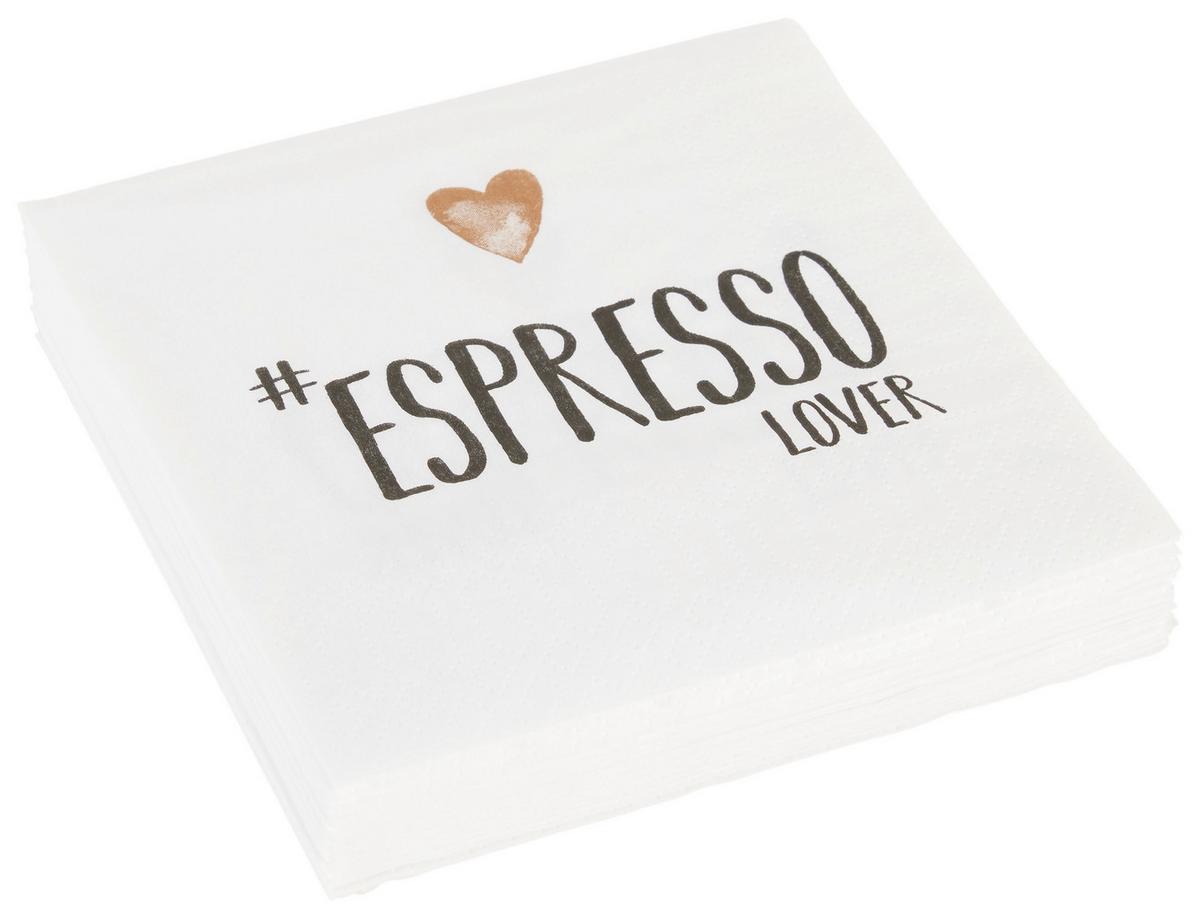 Cocktailserviette Linda in Weiss ca. 25x25cm - Weiss/Schwarz, Konventionell, Papier (25cm)