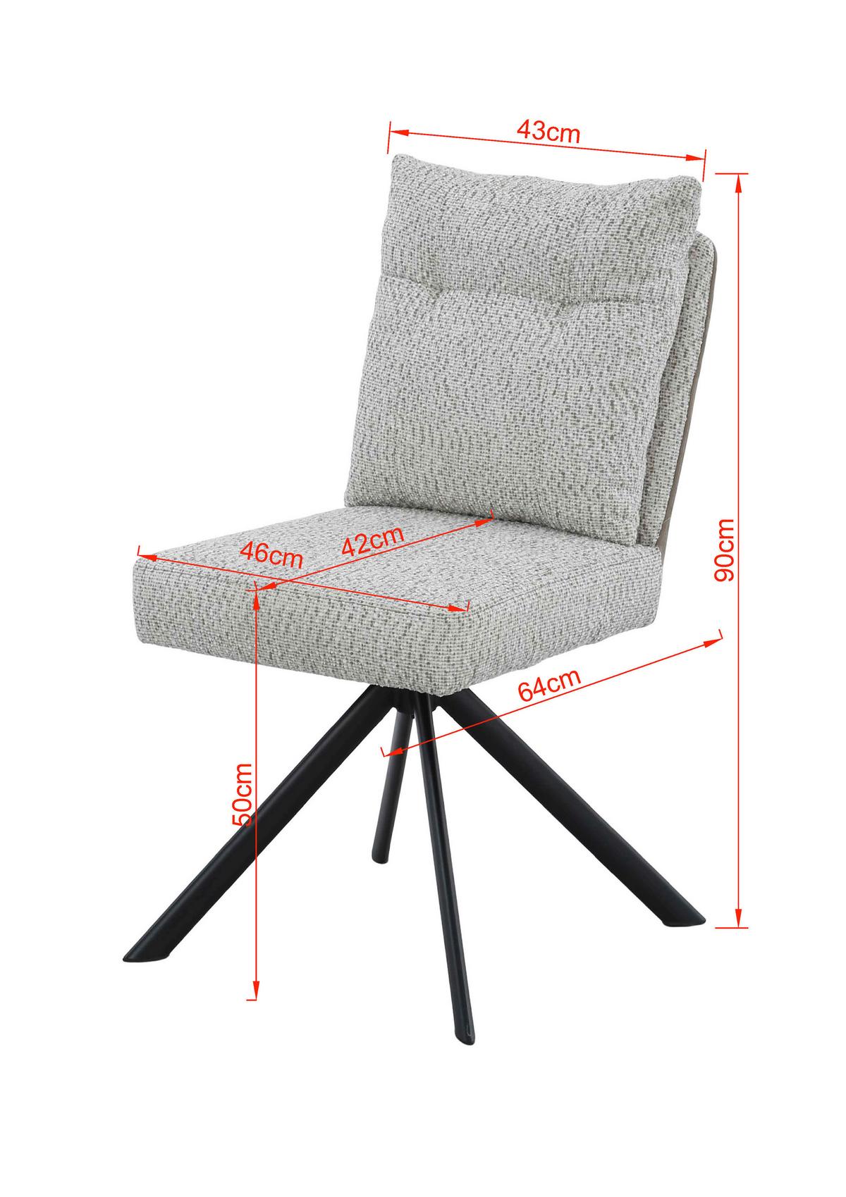 Stolica Evelin - svijetlo smeđa/crna, Moderno, metal/tekstil (47/89/64cm) - Premium Living