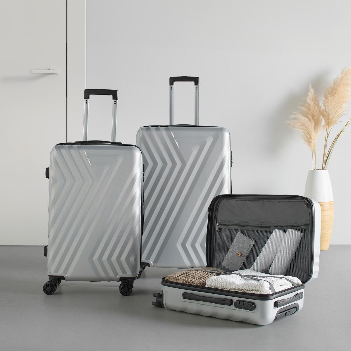 Reisekofferset Budapest Silberfarben, 3-teilig - Silberfarben, KONVENTIONELL, Kunststoff/Textil - Mömax