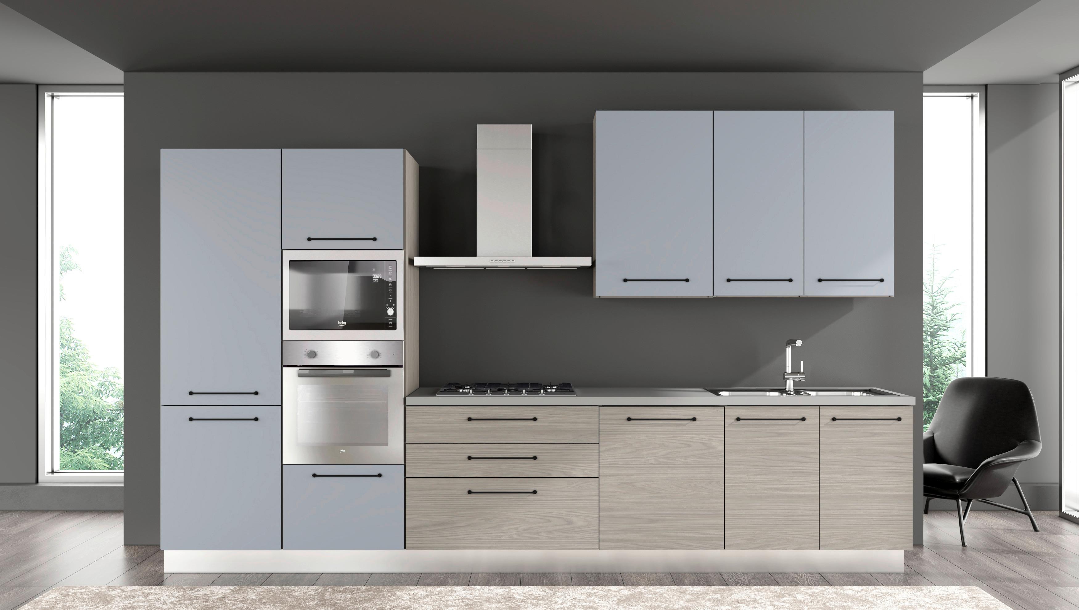 Kuhinjski Blok Line, Z Aparati, 360 Cm - siva/črna, Moderno, kovina/leseni material (360/60/216/240cm) - Mömax