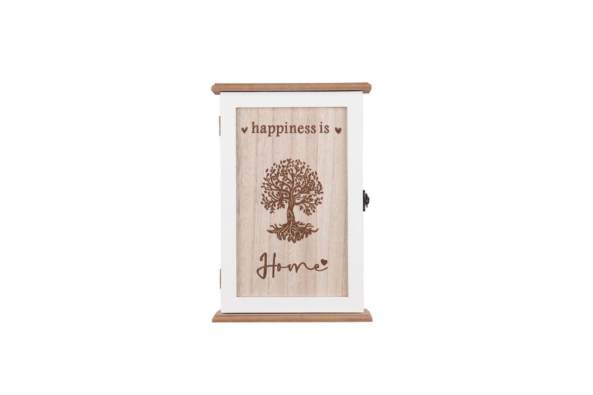 Kulcstartó Szekrény Sandra - natúr színű/fehér, Konventionell, faalapú anyag (20/30/6cm)