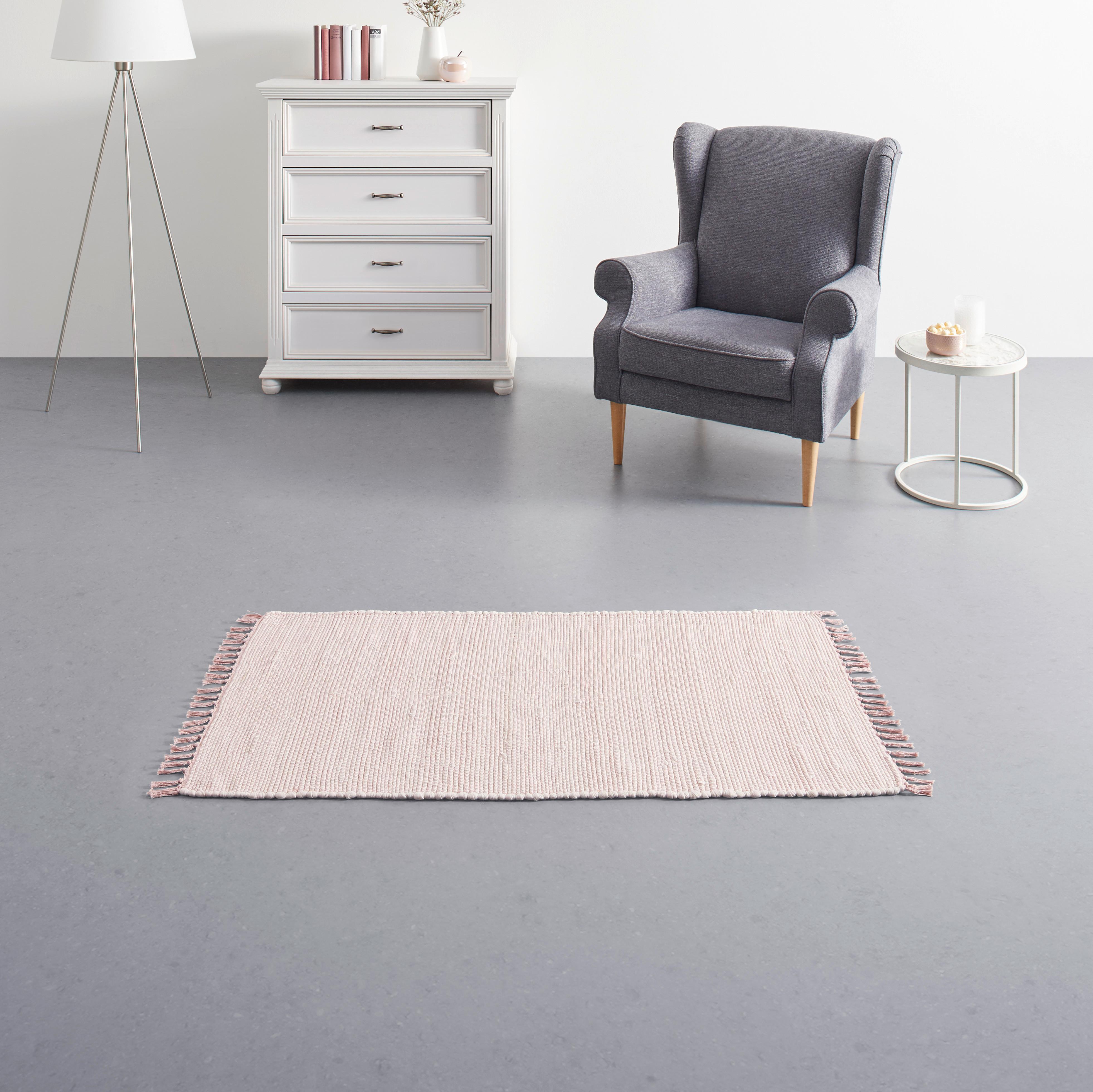 Fleckerlteppich Julia 2 in Rosa ca. 70x130cm - Rosa, ROMANTIK / LANDHAUS, Textil (70/130cm) - Modern Living