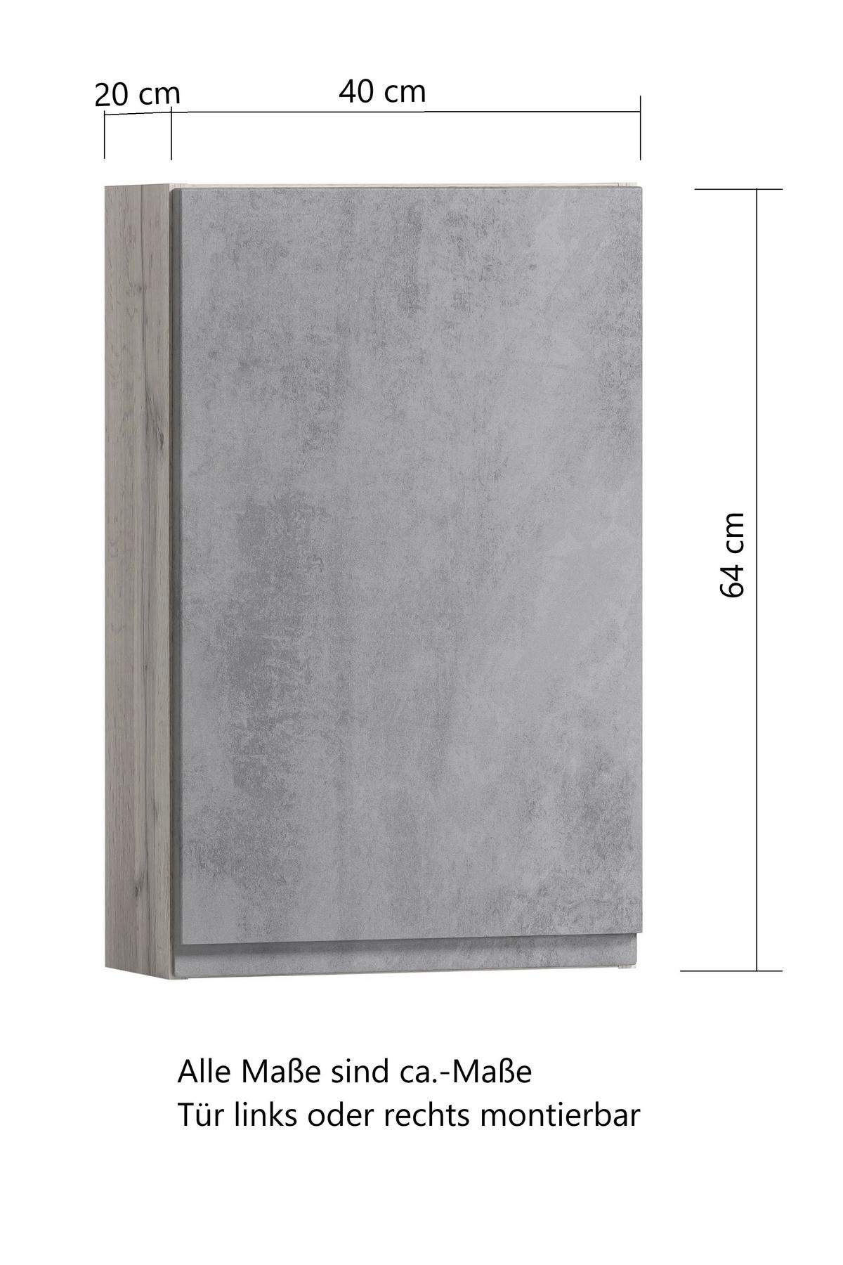 Hängeschrank Varese ca. 40x64 cm Grau/Eiche - Eiche Wotan/Grau, MODERN, Holzwerkstoff (40/64/20cm) - Held